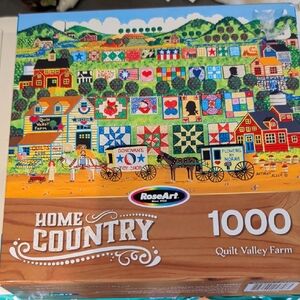 RoseArt Home Country 1000-Piece Puzzle - Quilt Valley Farm (Multicolor)